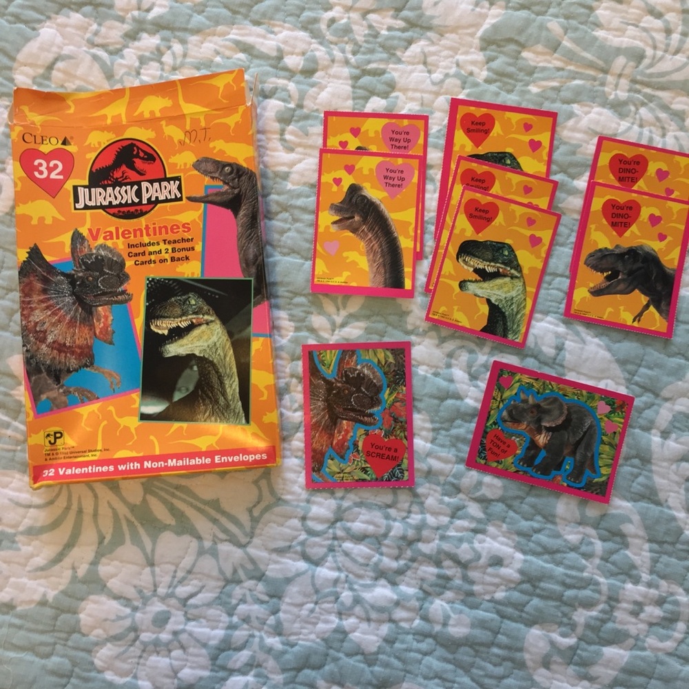 Vintage 1990’s Jurassic Park Valentines Cards